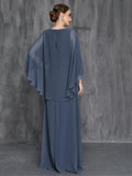 Womens' Applique Detail Chiffon Cape Dress - Elonnashop