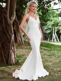 Elegant Backless Mermaid Hem Cami Wedding Dress - Elonnashop