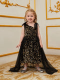 Young Girls' Cute Sleeveless Mesh Overlay Sequin Party Dress - Elonnashop