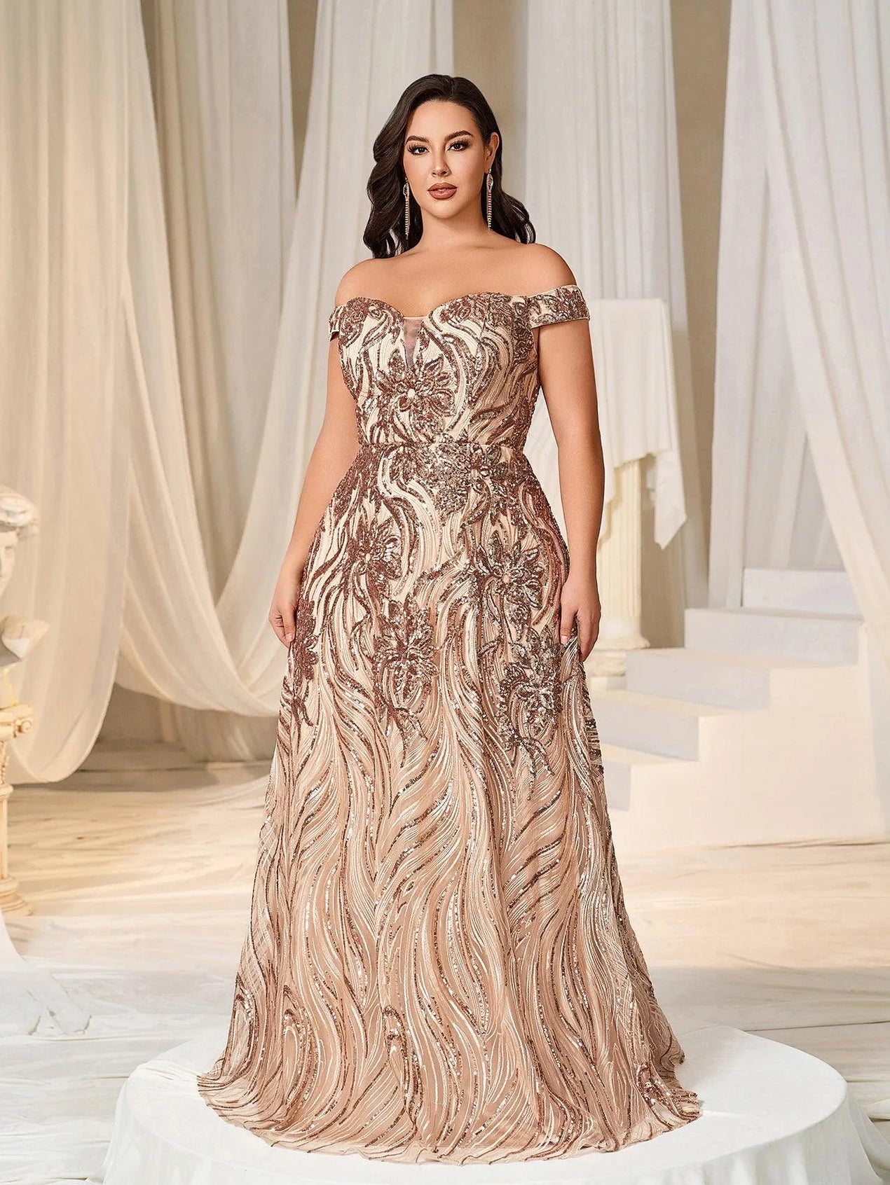 Plus Size Vestido Festa Champagne Champagne Plus Size Dresses Elonnashop Plus Size Vestido Festa Champagne Champagne Plus Size Dresses Elonnashop