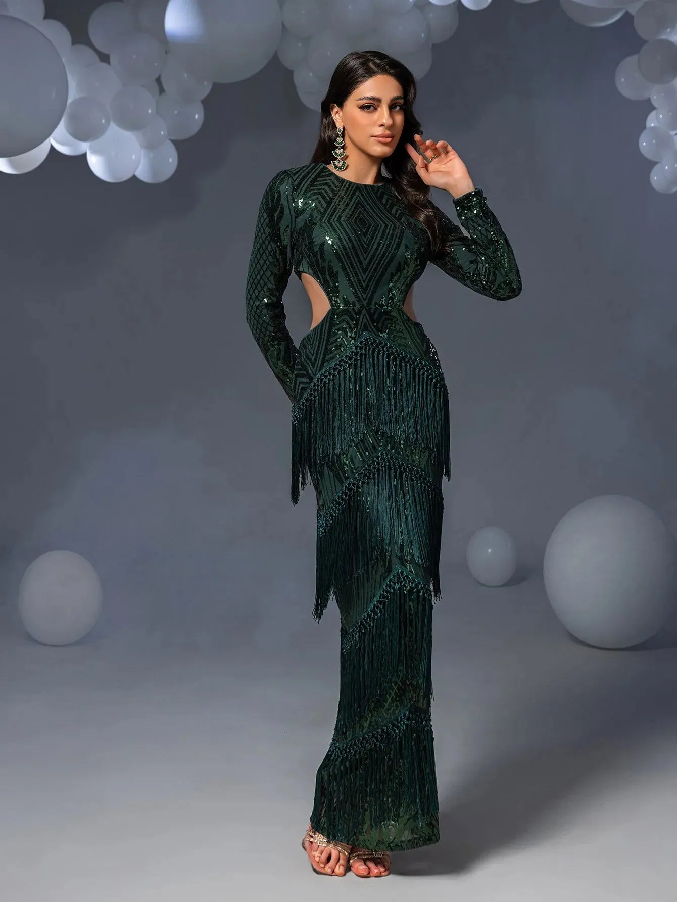 Gorgeous Cut Out Waist Fringed Sequin Party Dress Elonnashop Gorgeous Cut Out Waist Fringed Sequin Party Dress Elonnashop