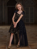 Tween Girls' Cute Sleeveless Mesh Overlay Sequin Party Dress - Elonnashop