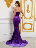 Elegant Tube Pleated Velvet Mermaid Dresses - Elonnashop