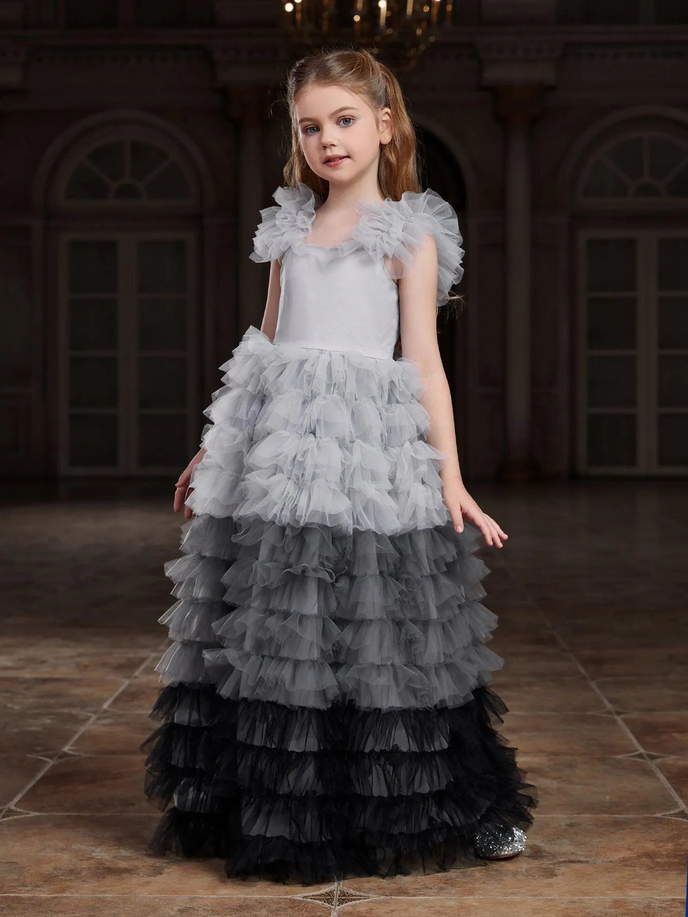 Tween Girls' Ruffle Trim Gradient Layered Hem Cake Dress – Elonnashop