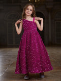 Tween Girls' Asymmetrical Neckline Sleeveless Sequin Party Dress - Elonnashop