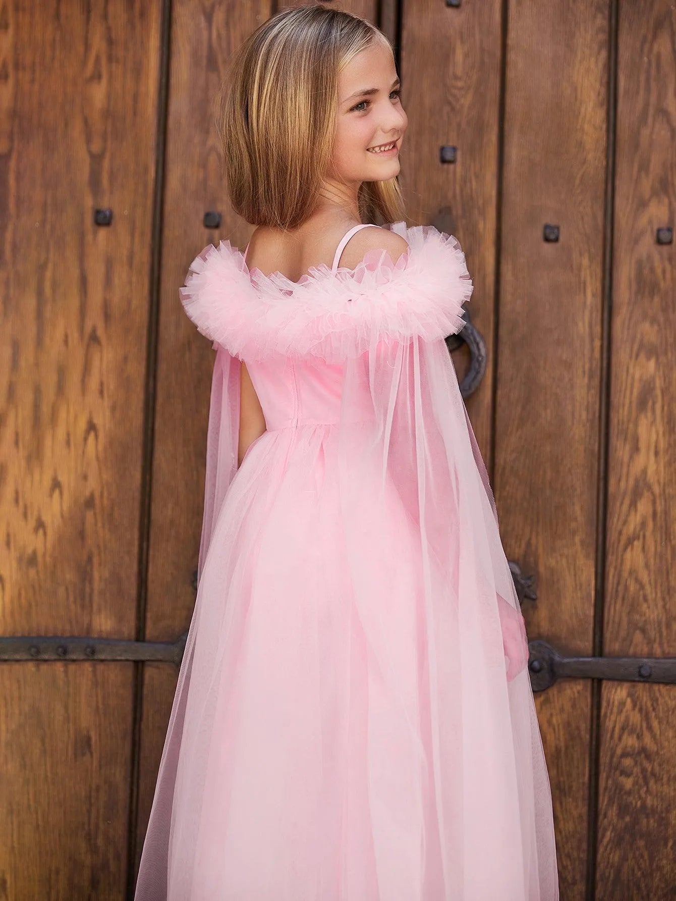 Tween Girls' Ruffle Trim Off Shoulder Party Dress - Elonnashop