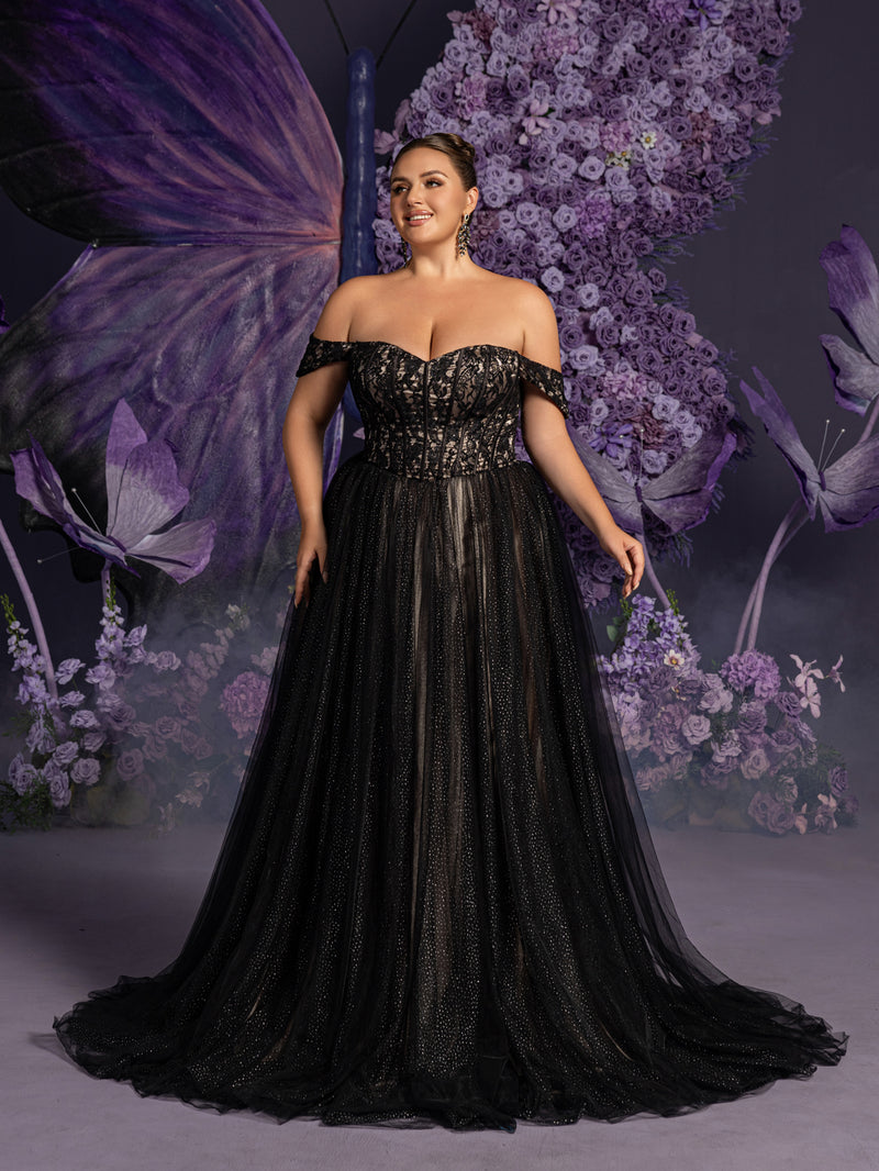 plus size purple and black wedding dress Black Lace Wedding Dress With Purple Accents and Bridal Cape