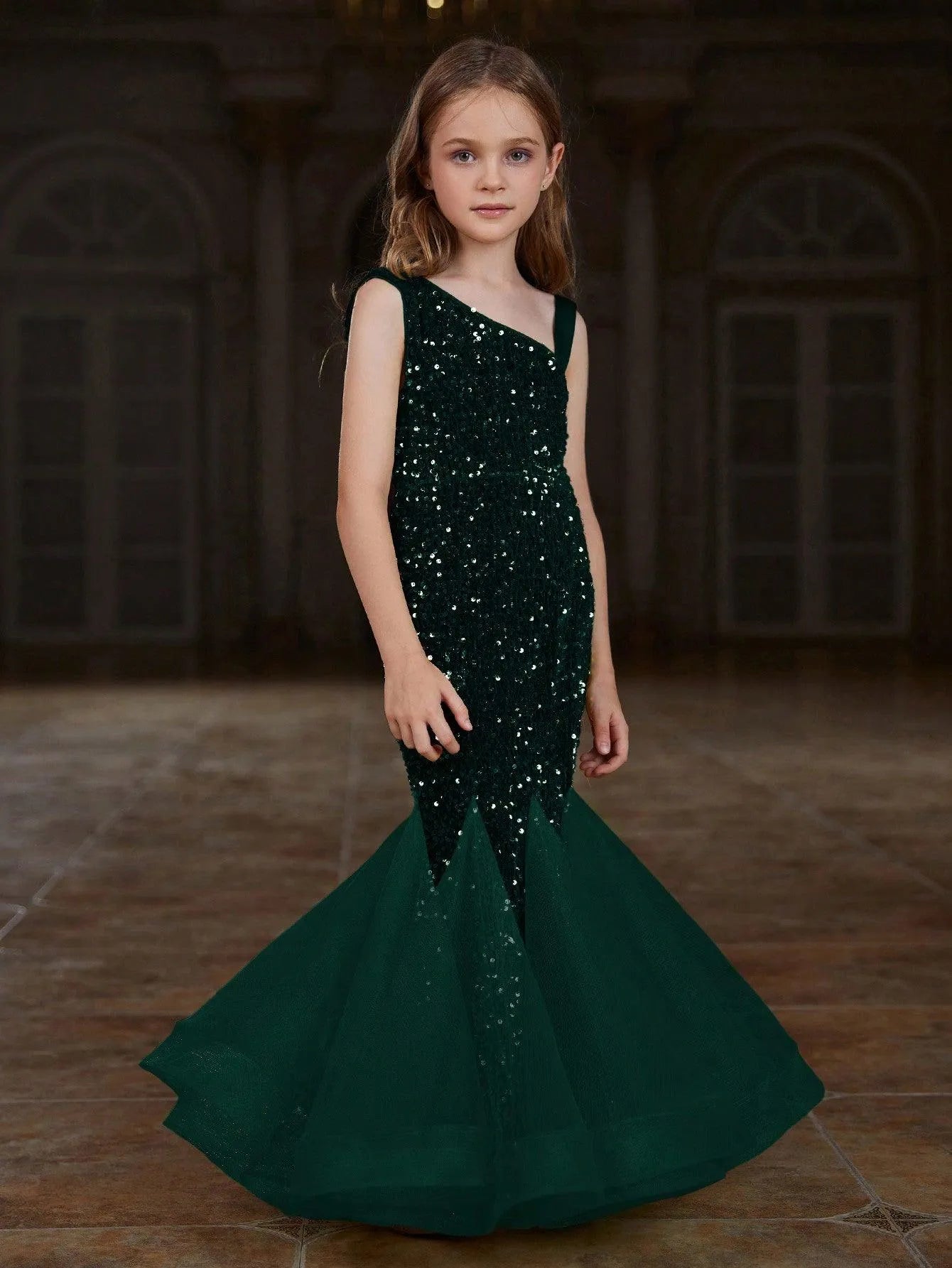 Tween Girls' Mesh Insert Mermaid Hem Sequin Dress Elonnashop Tween Girls' Mesh Insert Mermaid Hem Sequin Dress Elonnashop