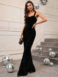 Sequin Spaghetti Strap Sweetheart Prom Jumpsuit - Elonnashop