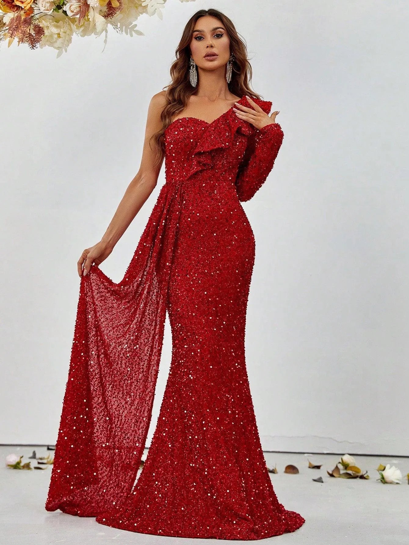 Draped Side Asymmetric One Shoulder Dresses – Elonnashop