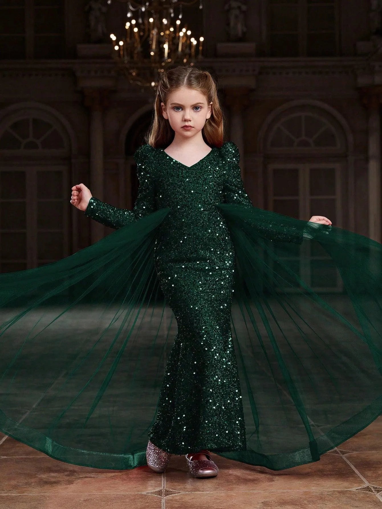 Tween Girls' Long Sleeves Mesh Overlay Sequin Mermaid Dress – Elonnashop