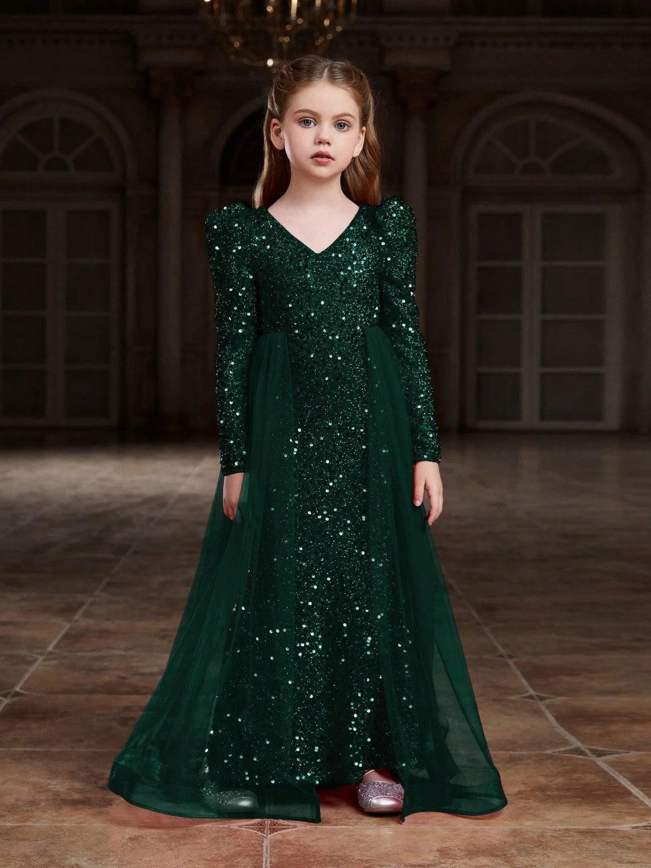 Tween Girls' Long Sleeves Mesh Overlay Sequin Mermaid Dress Black / 11Y Tween Girls' Long Sleeves Mesh Overlay Sequin Mermaid Dress Black / 11Y