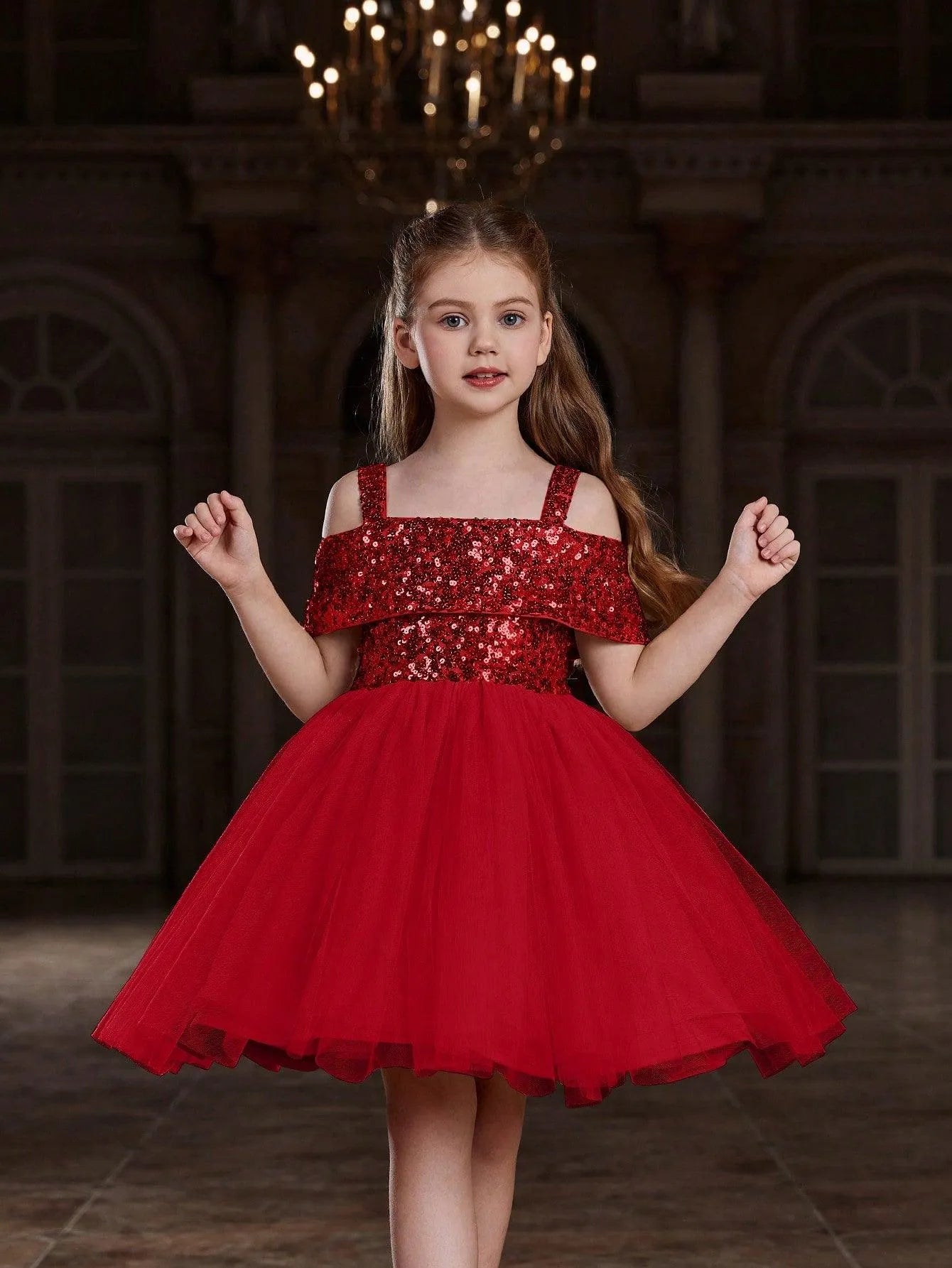 Tween Girls' Sparkling Off Shoulder Sequin Party Dress - Elonnashop