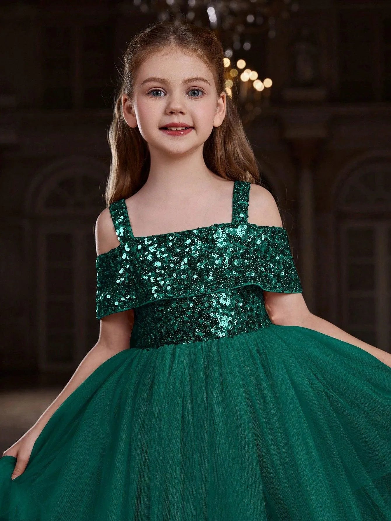 Tween Girls' Sparkling Off Shoulder Sequin Party Dress - Elonnashop