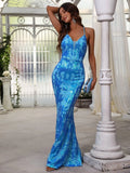 Elegant Spaghetti Strap Sleeveless Mermaid Prom Dresses - Elonnashop