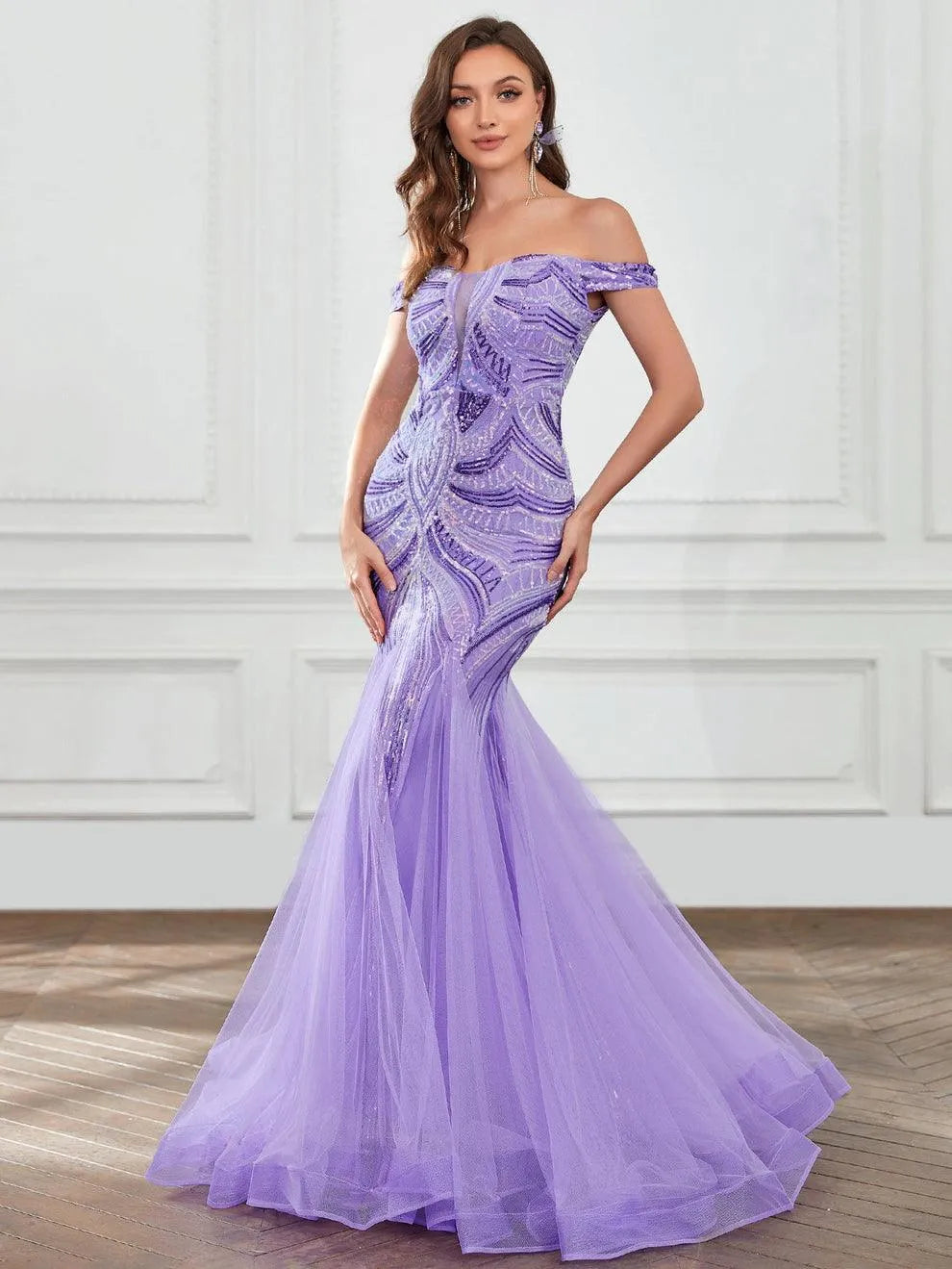 Off Shoulder Sweetheart Neckline Mermaid Prom Dress - Elonnashop