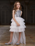 Tween Girls' Mesh Layered Hem Sequin Party Dress - Elonnashop