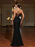 Backless Ruched Wrap Sequin Cami Dresses - Elonnashop