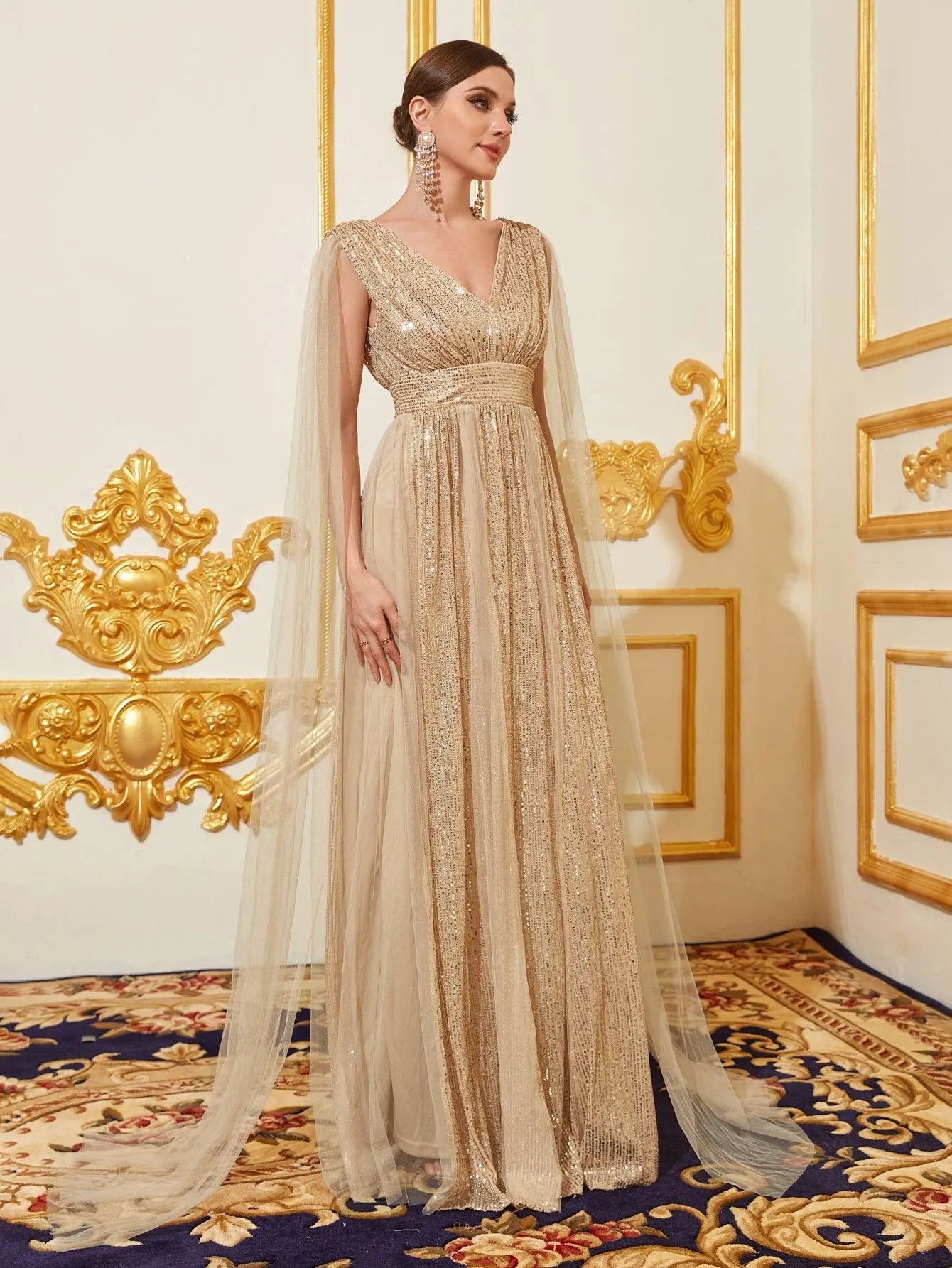 Contras Sequins Contrast Mesh Sequin A Line Dresses – Elonnashop