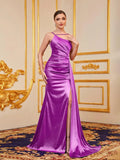 Sleek Mermaid Gown with Asymmetric Neckline - Elonnashop