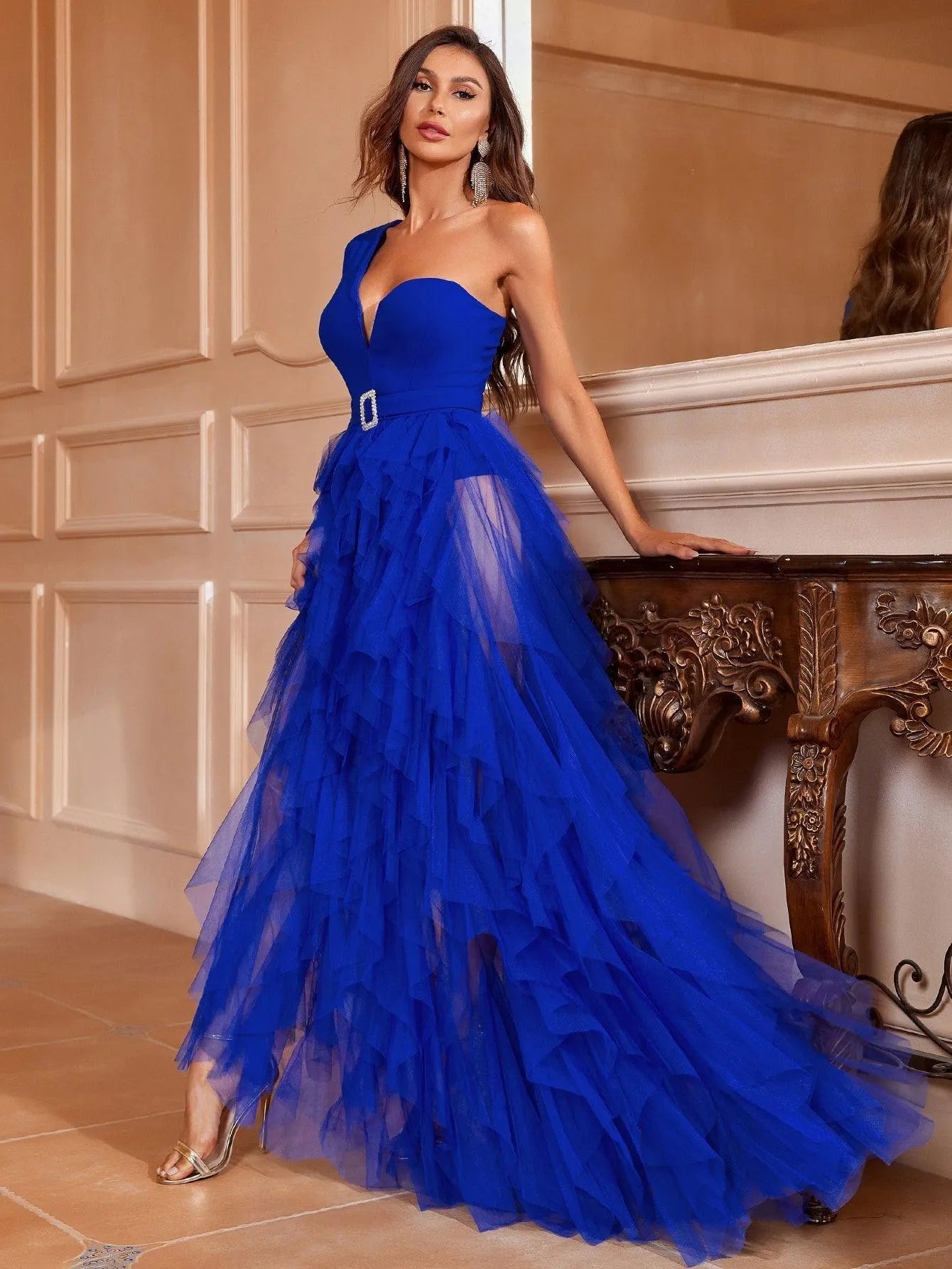 Sophisticated Elegance Asymmetrical Tulle Dress Hot Pink / L Sophisticated Elegance Asymmetrical Tulle Dress Hot Pink / L