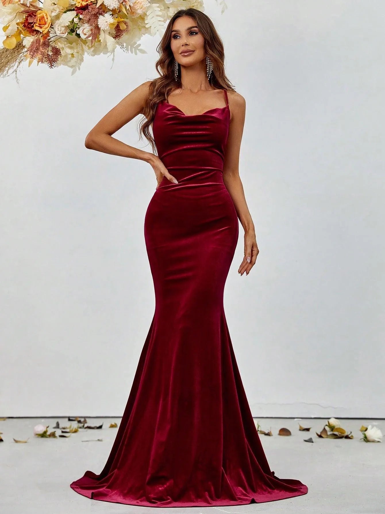 Classic Velvet Mermaid Cami Dress - Elonnashop