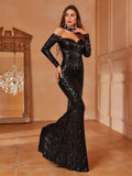 Sequined Mermaid Gown with Bold Cut-Outs - Elonnashop